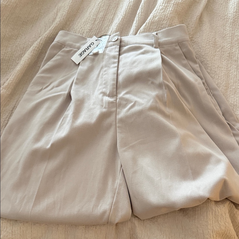 Garage Light Beige Pleated Pants
